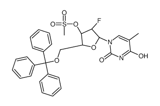 [(2R,3R,4S,5R)-4-fluoro-5-(5-methyl-2,4-dioxopyrimidin-1-yl)-2-(trityloxymethyl)oxolan-3-yl] methanesulfonate结构式