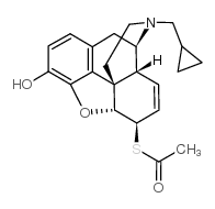 S-[(4R,4aR,7R,7aR,12bS)-3-(cyclopropylmethyl)-9-hydroxy-2,4,4a,7,7a,13-hexahydro-1H-4,12-methanobenzofuro[3,2-e]isoquinoline-7-yl] ethanethioate结构式