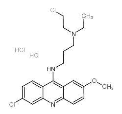 6-氯-9-[3-n-(2-氯乙基)乙基氨基]丙基氨基-2-甲氧基吖啶双盐酸盐结构式