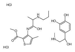 4-[(1R)-1-hydroxy-2-(methylamino)ethyl]benzene-1,2-diol,methyl 4-methyl-3-[2-(propylamino)propanoylamino]thiophene-2-carboxylate,dihydrochloride Structure