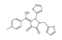 1-(furan-2-ylmethyl)-4-[hydroxy-(4-methylphenyl)methylidene]-5-thiophen-2-ylpyrrolidine-2,3-dione Structure