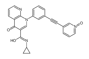 N-cyclopropyl-1-[3-[2-(1-oxidopyridin-1-ium-3-yl)ethynyl]phenyl]-4-oxo-1,8-naphthyridine-3-carboxamide结构式