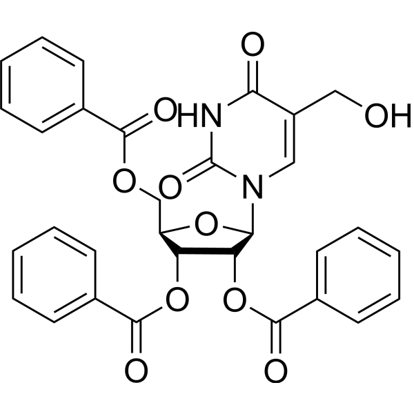 2’,3’,5’-Tri-O-benzoyl-5-hydroxy methyluridine (see GL100342) Structure