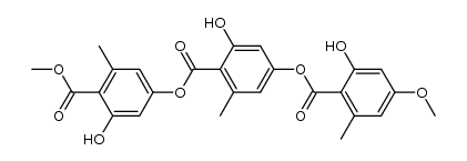 2-Hydroxy-4-[(2-hydroxy-4-methoxy-6-methylbenzoyl)oxy]-6-methylbenzoic acid 3-hydroxy-4-methoxycarbonyl-5-methylphenyl ester结构式