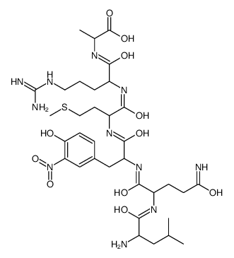 (2S)-2-[[(2S)-2-[[(2S)-2-[[(2S)-2-[[(2S)-5-amino-2-[[(2S)-2-amino-4-methylpentanoyl]amino]-5-oxopentanoyl]amino]-3-(4-hydroxy-3-nitrophenyl)propanoyl]amino]-4-methylsulfanylbutanoyl]amino]-5-(diaminomethylideneamino)pentanoyl]amino]propanoic acid Structure