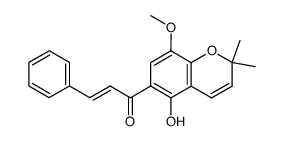 (E)-1-(5-Hydroxy-8-methoxy-2,2-dimethyl-2H-chromen-6-yl)-3-phenyl-propenone结构式