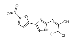 2,2-dichloro-N-[5-(5-nitrofuran-2-yl)-1H-1,2,4-triazol-3-yl]acetamide结构式