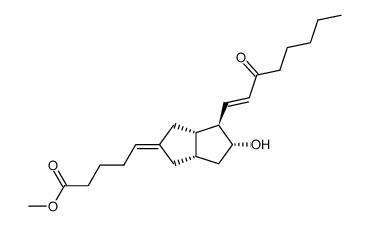 Methyl (1S,5S,6R,7R)-7-Hydroxy-6-(3-oxo-E-1-octenyl)bicyclo[3.3.0]octane-E-Δ3.δ-pentanoate结构式