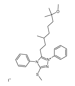 5-(7-methoxy-3,7-dimethyloctyl)-3-(methylthio)-1,4-diphenyl-4H-1,2,4-triazol-1-ium iodide结构式