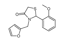 3-(furan-2-ylmethyl)-2-(2-methoxyphenyl)-1,3-thiazolidin-4-one结构式