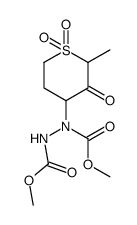4-(N,N'-dimethoxycarbonylhydrazino)-2-methyl-5,6-dihydro-2H-thiopyran-3(4H)-one 1,1-dioxide Structure