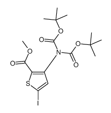 3-(双{[(1,1-二甲基乙基)氧基]羰基}氨基)-5-碘-2-噻吩羧酸甲酯结构式