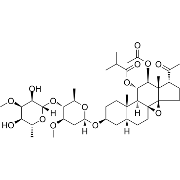 3-O-beta-Allopyranosyl-(1->4)-beta-oleandropyranosyl-11-O-isobutyryl-12-O-acetyltenacigenin B structure