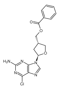 ((3S,5R)-5-(2-amino-6-chloro-9H-purin-9-yl)tetrahydrofuran-3-yl)methyl benzoate结构式