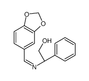 (R,E)-2-(benzo[d][1,3]dioxol-5-ylmethyleneamino)-2-phenylethanol structure