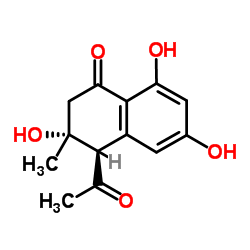 4-(trans)-Acetyl-3,6,8-trihydroxy-3-methyldihydronaphthalenone Structure