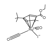 (η5-1-(CO2C2H5)-2-methyl-4-t-butylcyclopentadienyl)dicarbonylruthenium(II) iodide结构式