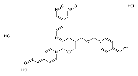 [1-[[2-[(4-formylpyridin-1-ium-1-yl)methoxymethyl]-4-[(4E)-4-hydroxyimino-3-[(E)-hydroxyiminomethyl]but-2-enylidene]azaniumylidenebutoxy]methyl]pyridin-4-ylidene]methyl-oxoazanium,trichloride Structure