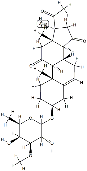 3β-[(6-Deoxy-3-O-methyl-D-galactopyranosyl)oxy]-17-hydroxypregn-5-ene-11,15,20-trione结构式