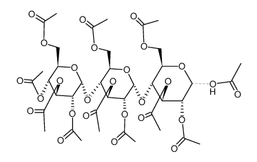 O-(2,3,4,6-tetra-O-acetyl-α-D-glucopyranosyl)-(1(*)4)-O-(2,3,6-tri-O-acetyl-α-D-glucopyranosyl)-(1(*)4)-1,2,3,6-tetra-O-acetyl-D-glucopyranose Structure