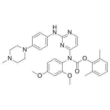 2,6-二甲基苯基 N-[2,4-二(甲氧基)苯基][2-[[4-(4-甲基-1-哌嗪基)苯基]氨基]-4-嘧啶基]氨基甲酸酯结构式