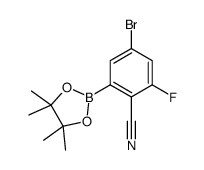 4-bromo-2-fluoro-6-(4,4,5,5-tetramethyl-1,3,2-dioxaborolan-2-yl)benzonitrile Structure