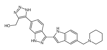(5-(3-(5-(哌啶-1-基甲基)-1H-吲哚-2-基)-1H-吲唑-6-基)-1H-1,2,3-三唑-4-基)甲醇结构式