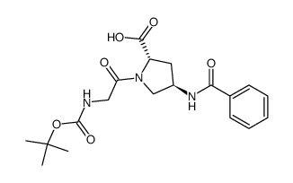 (2S,4R)-4-苯甲酰氨基-1-(2-((叔丁氧基羰基)氨基)乙酰基)吡咯烷-2-甲酸结构式