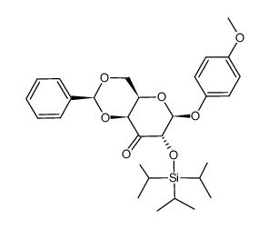 p-methoxyphenyl 4,6-O-benzylidene-2-O-tris(isopropyl)silyl-β-D-xylo-hex-3-ulopyranoside Structure