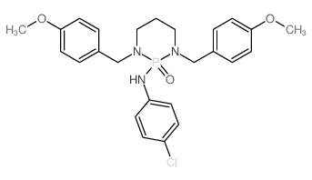 1,3,2-Diazaphosphorin-2(1H)-amine,N-(4-chlorophenyl)tetrahydro-1,3-bis[(4-methoxyphenyl)methyl]-, 2-oxide Structure