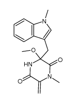 1-methyl-3-methoxy-3-[(N-methylindol-3-yl)methyl]-6-methylenepiperazine-2,5-dione结构式