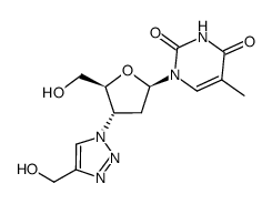 1-((2R,4S,5S)-5-(hydroxymethyl)-4-(4-(hydroxymethyl)-1H-1,2,3-triazol-1-yl)tetrahydrofuran-2-yl)-5-methylpyrimidine-2,4(1H,3H)-dione结构式