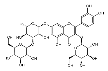 quercetin 3-O-β-D-glucopyranoside-7-O-β-D-glucopyranosyl-(1->3)-α-L-rhamnopyranoside结构式