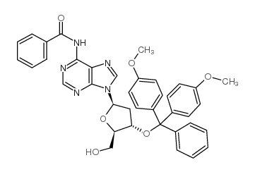 N-苯甲酰基-3’-O-(4,4’-二甲氧基三苯甲基)-2’-脱氧腺苷结构式