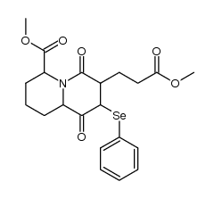 1-aza-10-carbomethoxy-3-(2-carbomethoxyethyl)-2,5-dioxo-4-(phenylselenenyl)bicyclo[4.4.0]decane结构式