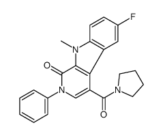 1-[(6-氟-2,9-二氢-9-甲基-1-氧代-2-苯基-1H-吡啶并[3,4-b]吲哚-4-基)羰基]-吡咯烷结构式