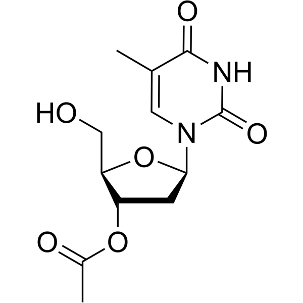 (2R,3S,5R)-2-(羟基甲基)-5-(5-甲基-2,4-二氧代-3,4-二氢嘧啶-1(2H)-基)四氢呋喃-3-基乙酸酯结构式