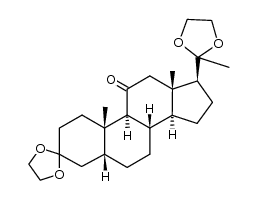 3,3,20,20-bis(ethylenedioxy)-5β-pregnan-11-one结构式