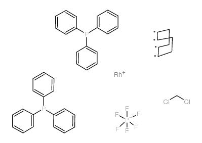 (1,5-Cyclooctadiene)bis(triphenylphosphine)rhodium(I) hexafluorophosphate dichloromethane complex (1:1) Structure