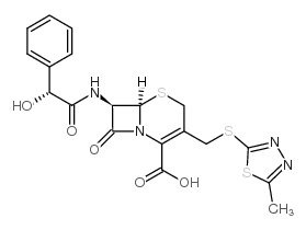 (6R,7R)-7-[[(2R)-2-hydroxy-2-phenylacetyl]amino]-3-[(5-methyl-1,3,4-thiadiazol-2-yl)sulfanylmethyl]-8-oxo-5-thia-1-azabicyclo[4.2.0]oct-2-ene-2-carboxylic acid Structure