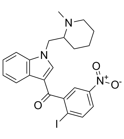 (R,S)-3-(2-碘-5-硝基苯甲酰)-1-(1-甲基-2-哌啶甲基)-1H-吲哚结构式
