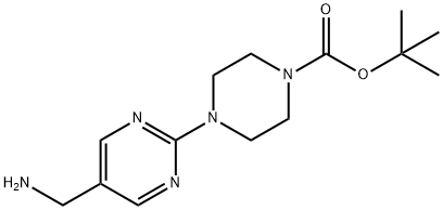 1-BOC-4-[5-(氨甲基)-2-嘧啶基]哌嗪结构式