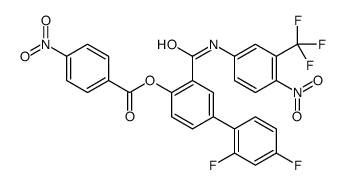 2,4-二氟-3-(4-硝基-3-(三氟甲基)苯基氨基甲酰)联苯-4-基 4-硝基苯甲酸结构式