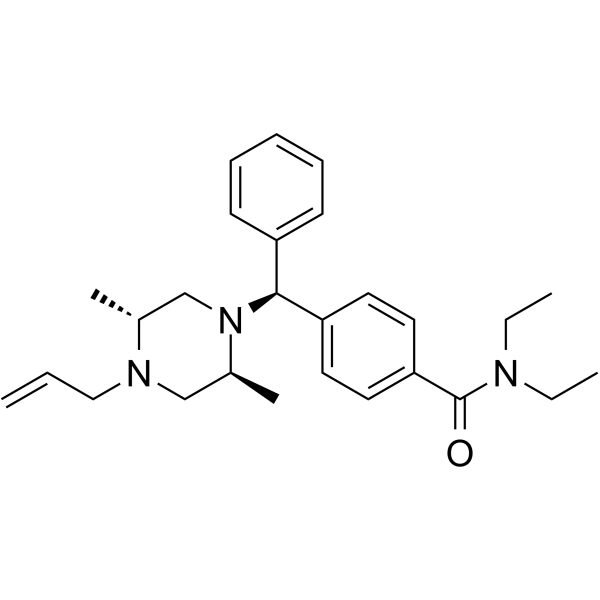 4-[(S)-[(2S,5R)-2,5-二甲基-4-(2-丙烯-1-基)-1-哌嗪基]苯基甲基]-N,N-二乙基苯甲酰胺结构式
