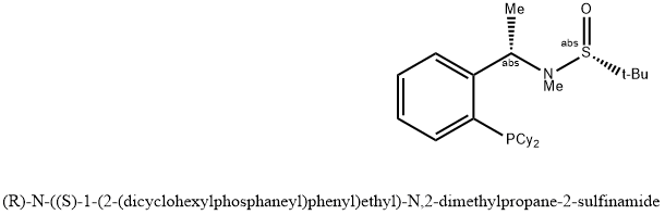 [S(R)]-N-[(1S)-1-[2-(二环己基膦)苯基]乙基]-N-甲基-2-叔丁基亚磺酰胺结构式