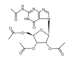 7-(2',3',5'-tri-O-acetyl-β-D-ribofuranosyl)-N2-acetylguanine结构式