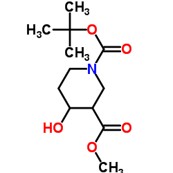 N-Boc-4-羟基哌啶-3-甲酸甲酯结构式