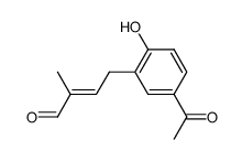 4-Hydroxy-3-<3'-methyl-4'-oxo-2'(E)-butenyl>acetophenon结构式