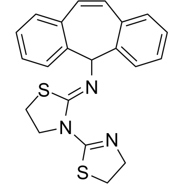 N-(3-(4,5-二氢噻唑-2-基)噻唑烷-2-亚基)-5H-二苯并[a,d][7]轮烯-5-胺结构式