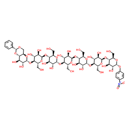 苯亚甲基-对硝基苯-Alpha-D-麦芽七糖苷结构式